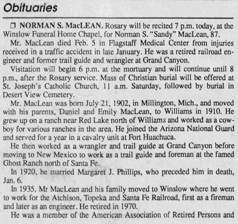 Sandy MacLean obituary (part 1)