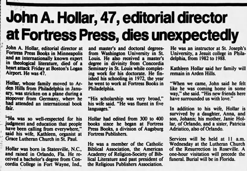 John A Hollar Obituary