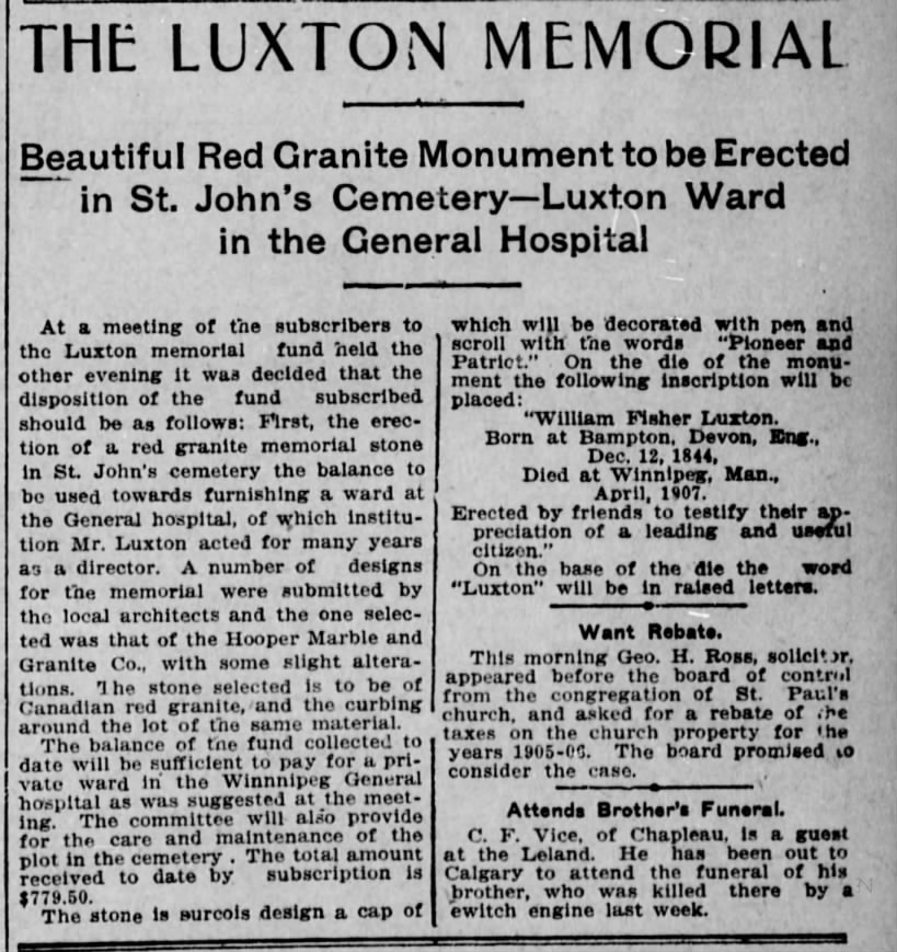W F Luxton Memorial