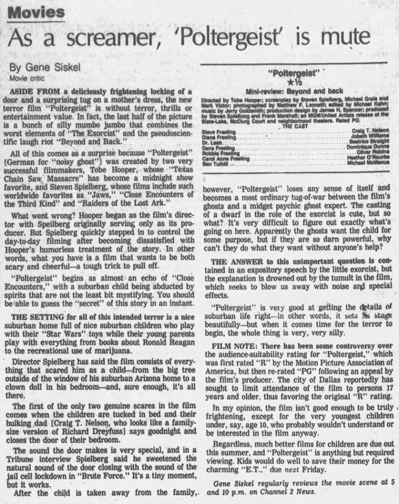 Gene Siskel Movie Review—POLTERGEIST (06-04-82)