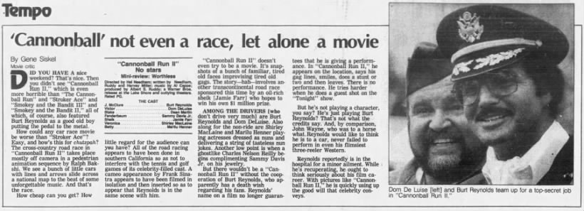 Gene Siskel Movie Review—CANNONBALL RUN II (07-02-84)