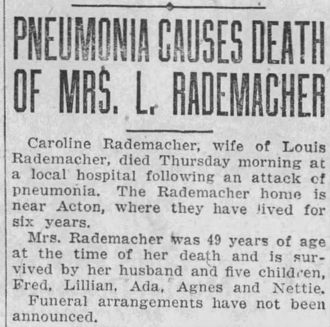 Obituary for Caroline Rademacher