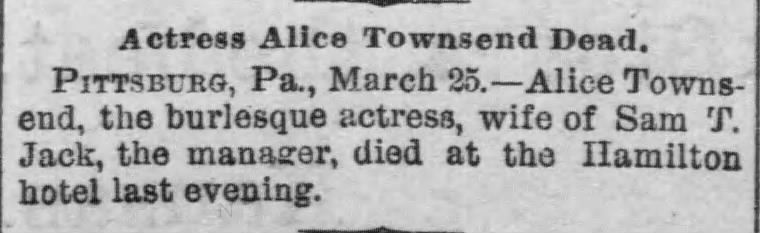 Obituary for Actress Alice Townsend