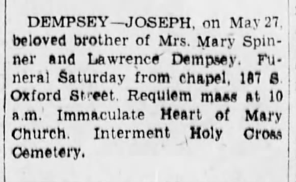 Mary Dempsey Spinner's brothers.