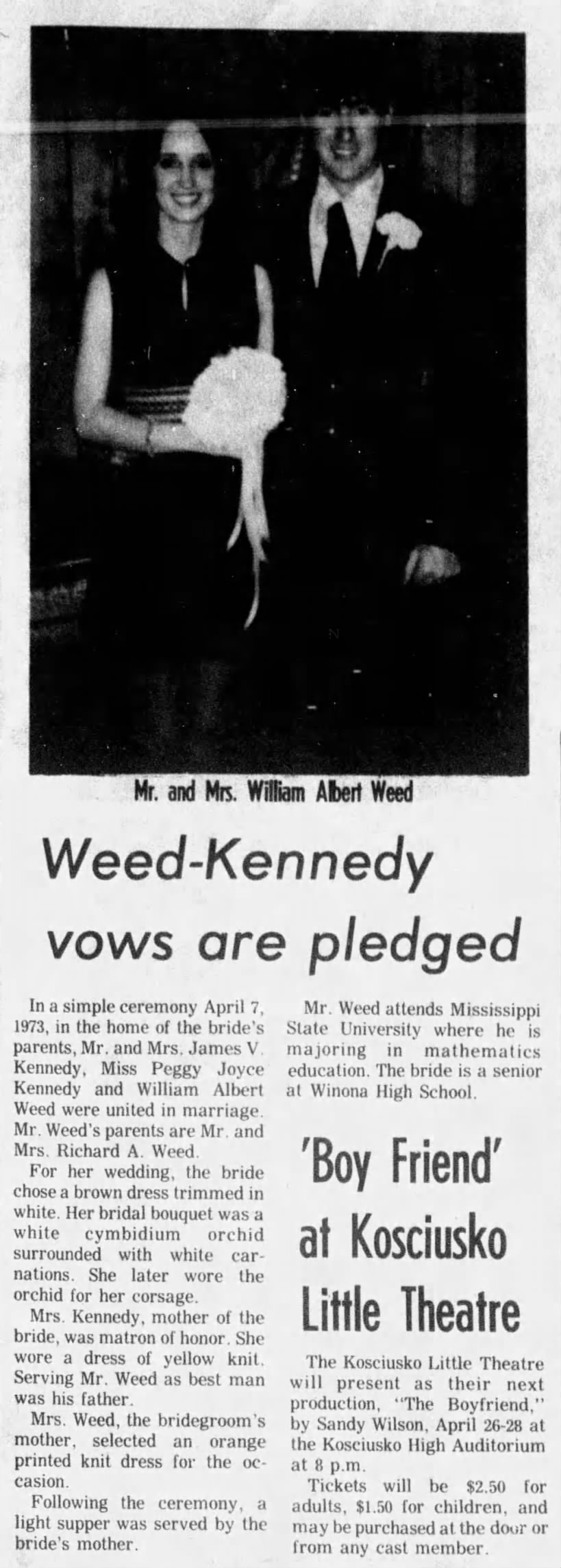 Kennedy/Weed Wedding Announcement 