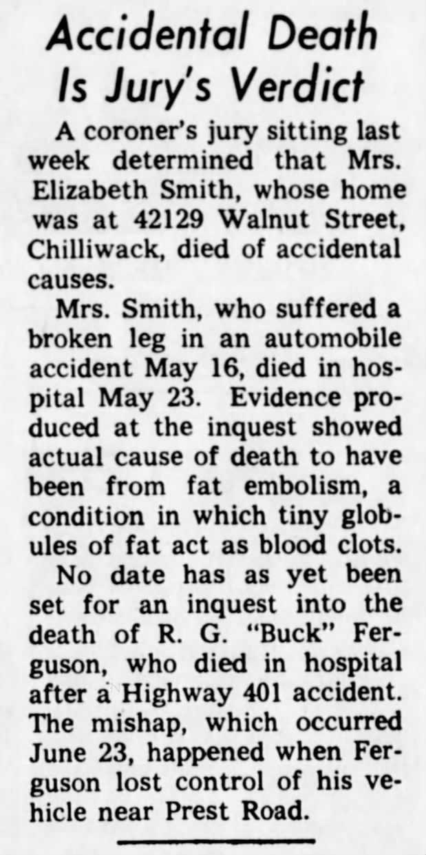 Elizabeth May Smith - coroner inquest
