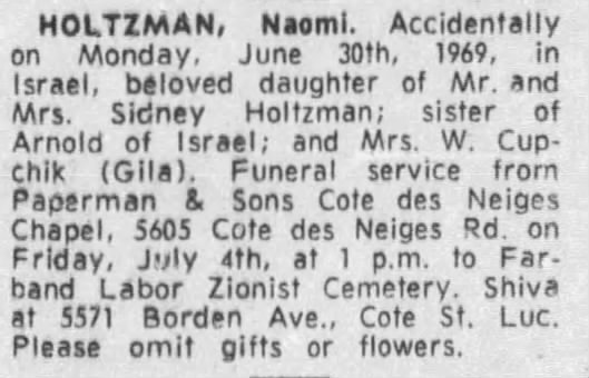 Obituary for Naomi HOLTZMAN