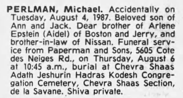 Obituary for Michael PERLMAN