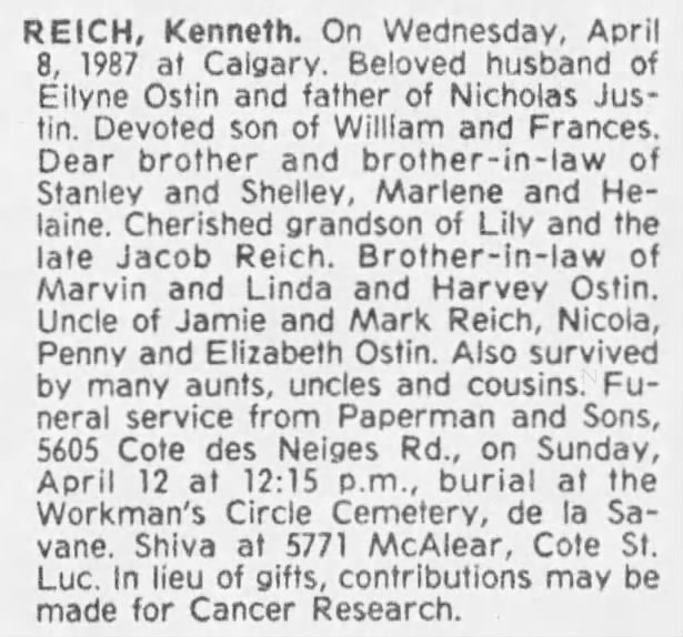 Obituary for Kenneth REICH