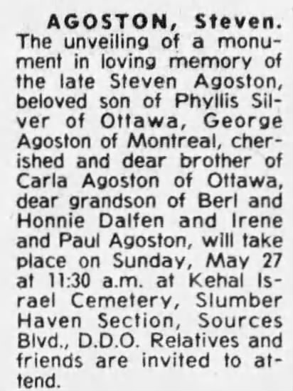 Obituary for Steven AGOSTON
