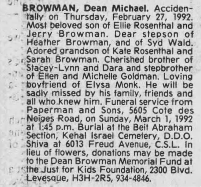 Obituary for Dean Michael BROWMAN