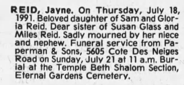 Obituary for Javne REID