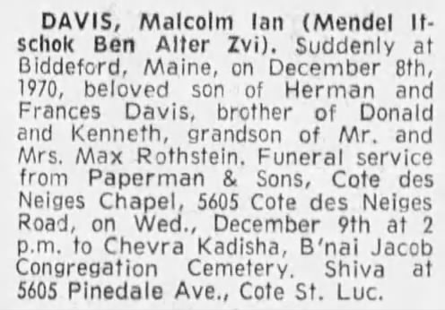 Obituary for Malcolm Ian DAVIS