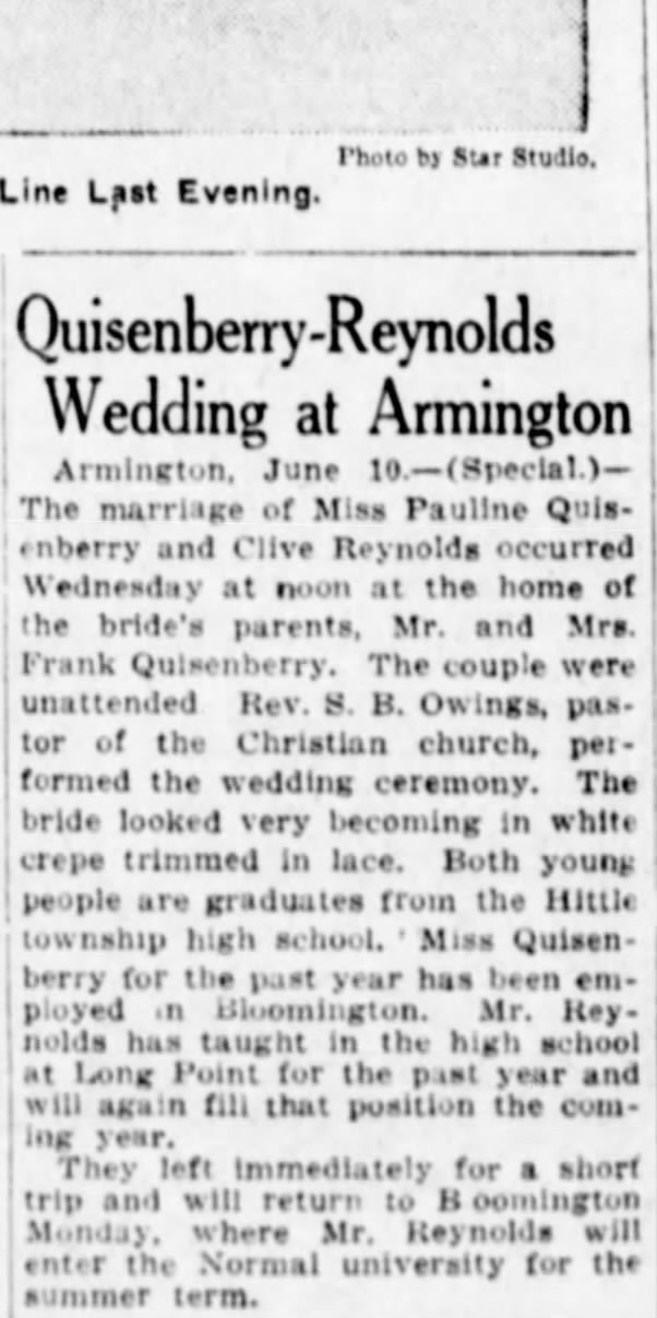 Marriage Reynolds, Clive & Pauline Quisenberry