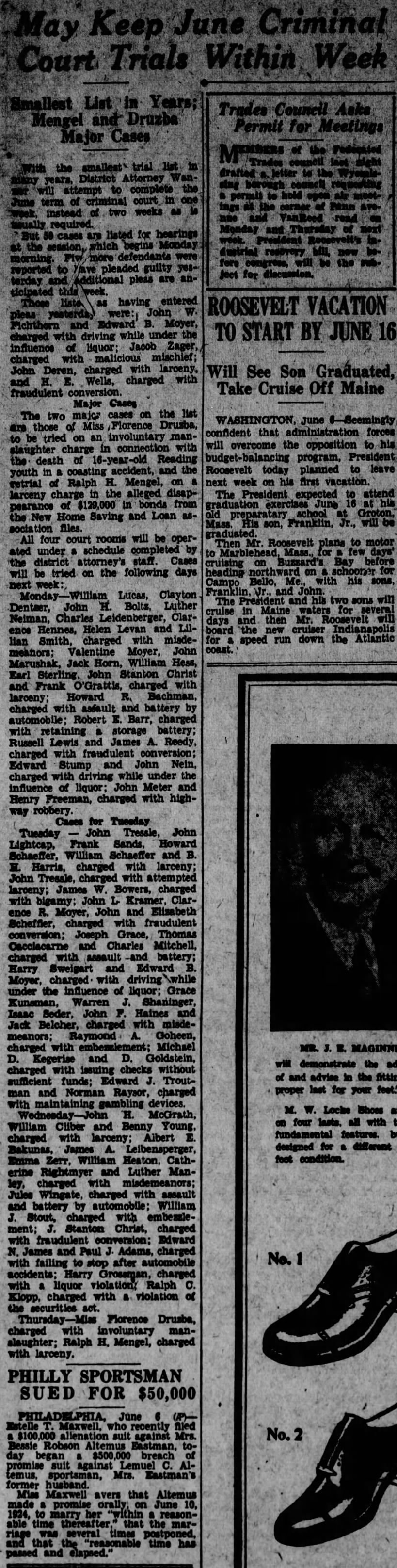 1933-06-07 - James William Bowers - Reading Times p 3 col 1 - Bigamy Charge