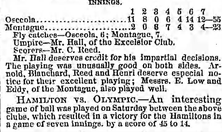 Two 7 inning matches 6/4/1867