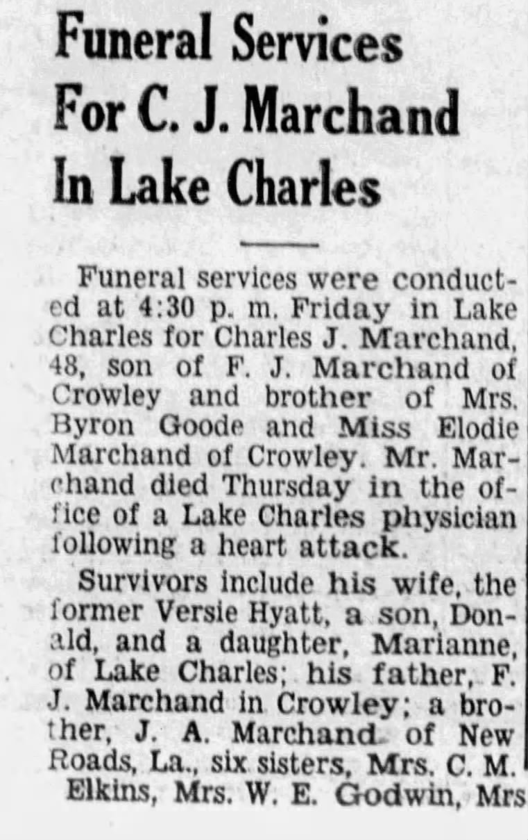 Obituary for C. J. Marchand