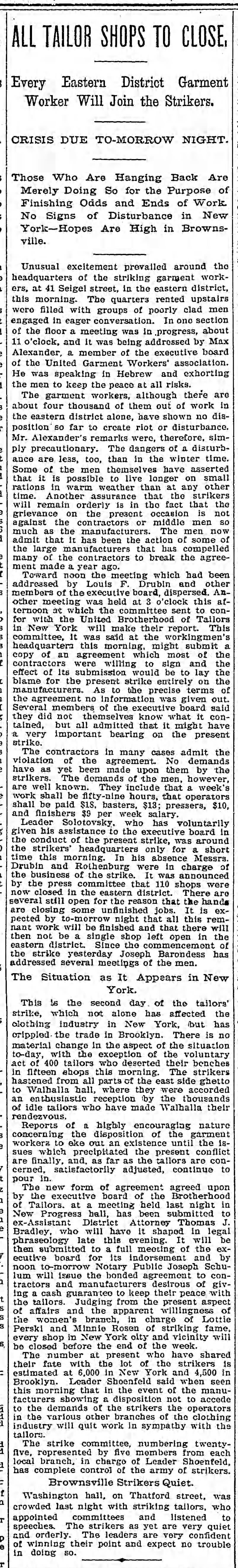 Tailor Strike, 1896 July 23