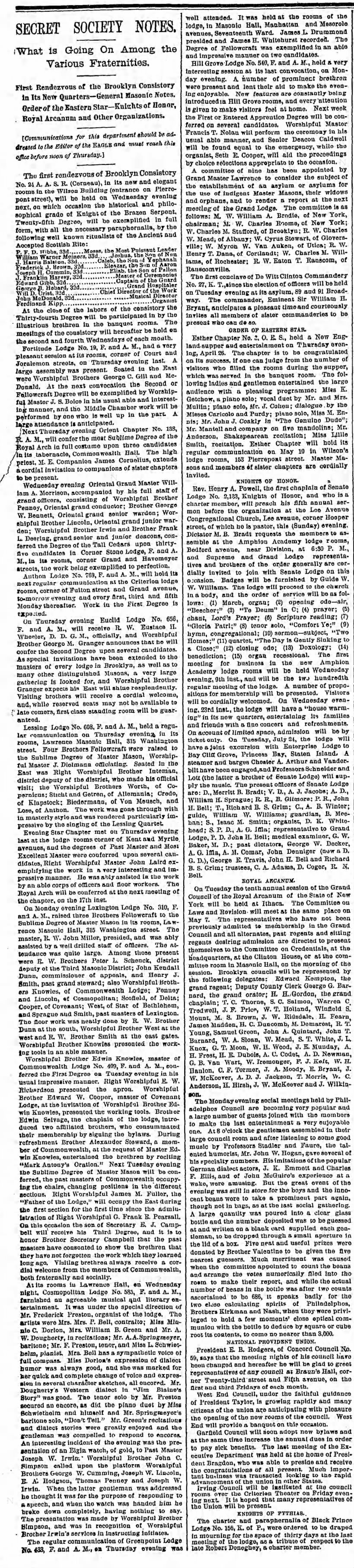 Henry T. Dana; The Brooklyn Daily Eagle (Brooklyn, NY) May 6, 1888