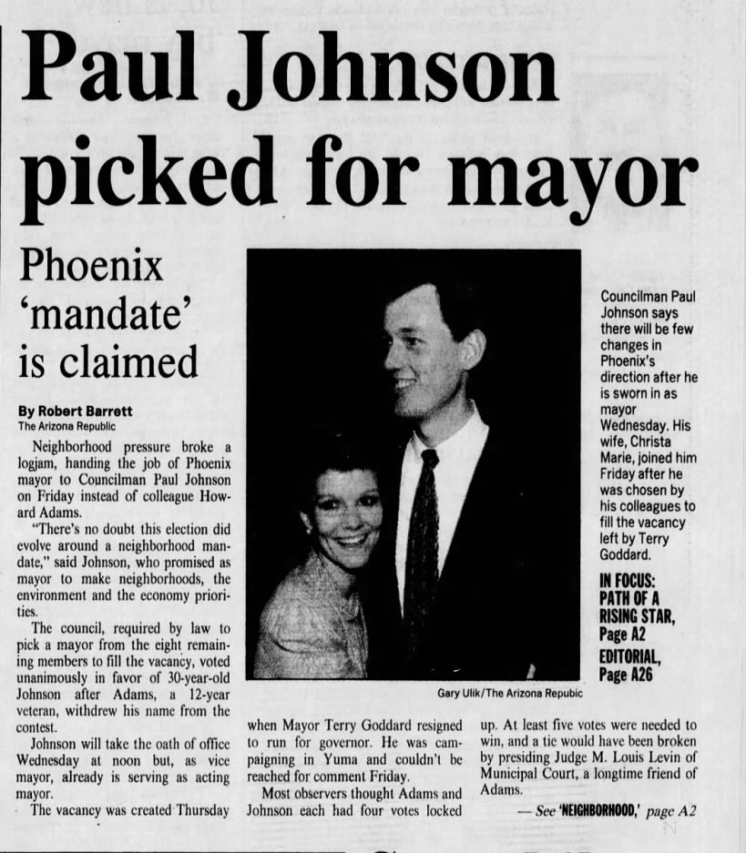 "Paul Johnson picked for mayor" (Feb 17,1990)