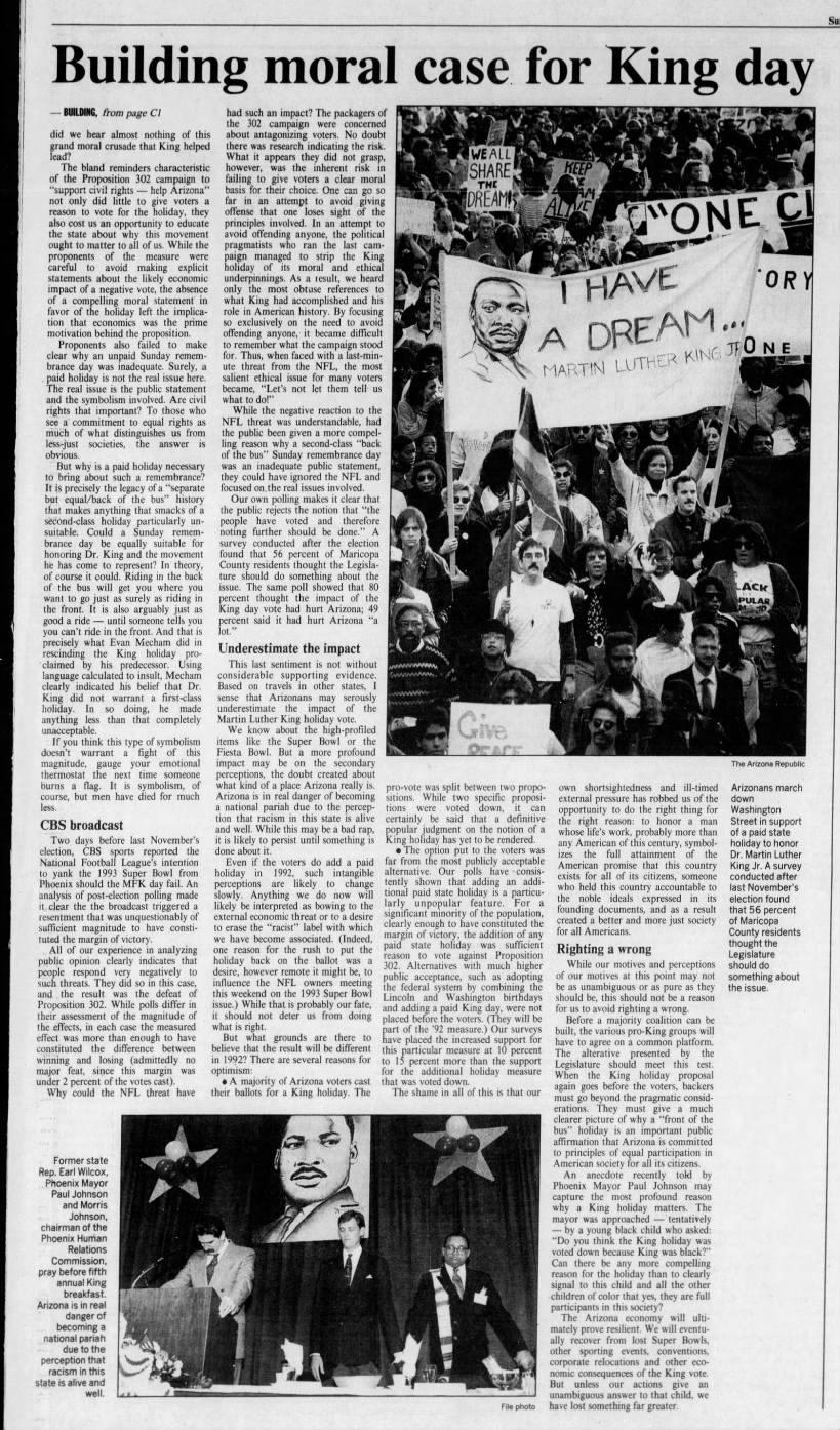 "Building moral case for King day" (Mar 17, 1991)