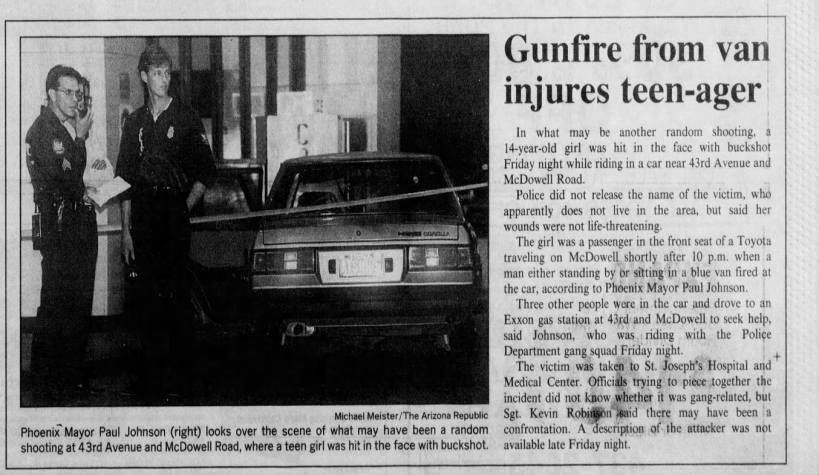 "Gunfire from van injures tean-ager" (Jun 08, 1991)