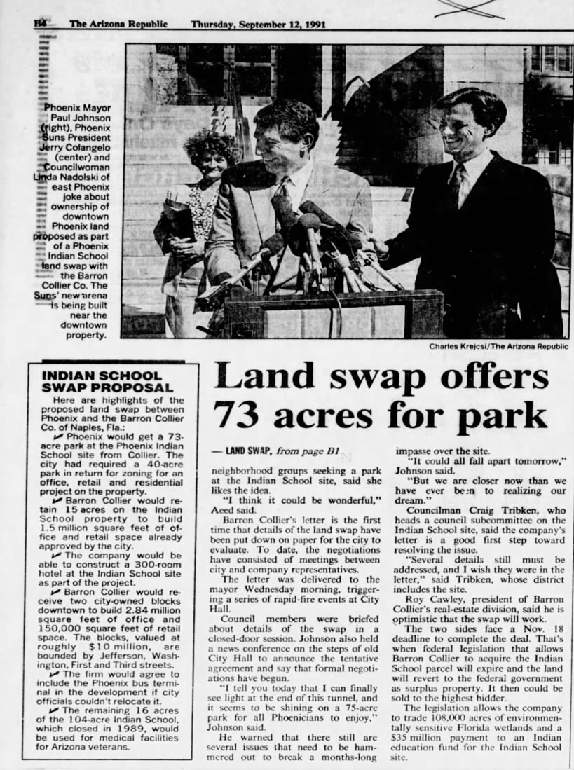 "Land swap offers 73 acres for park" (Sep 12, 1991)