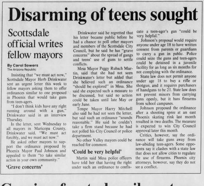 "Disarming of teens sought" (May 08, 1992)
