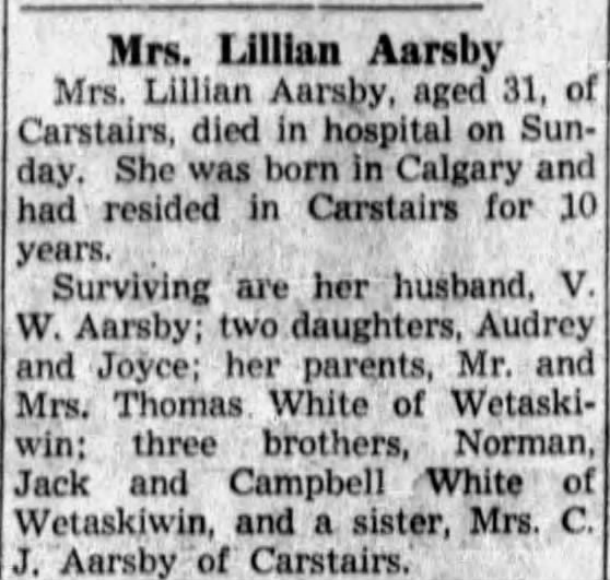 Obituary for Lillian Aarsby (Aged 31)