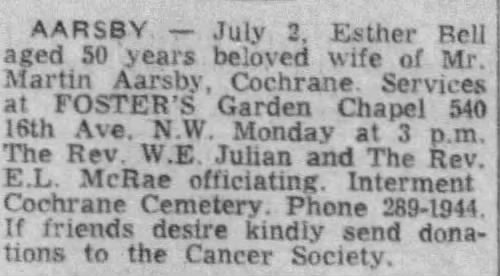 Obituary for Esther AARSBY (Aged 50)
