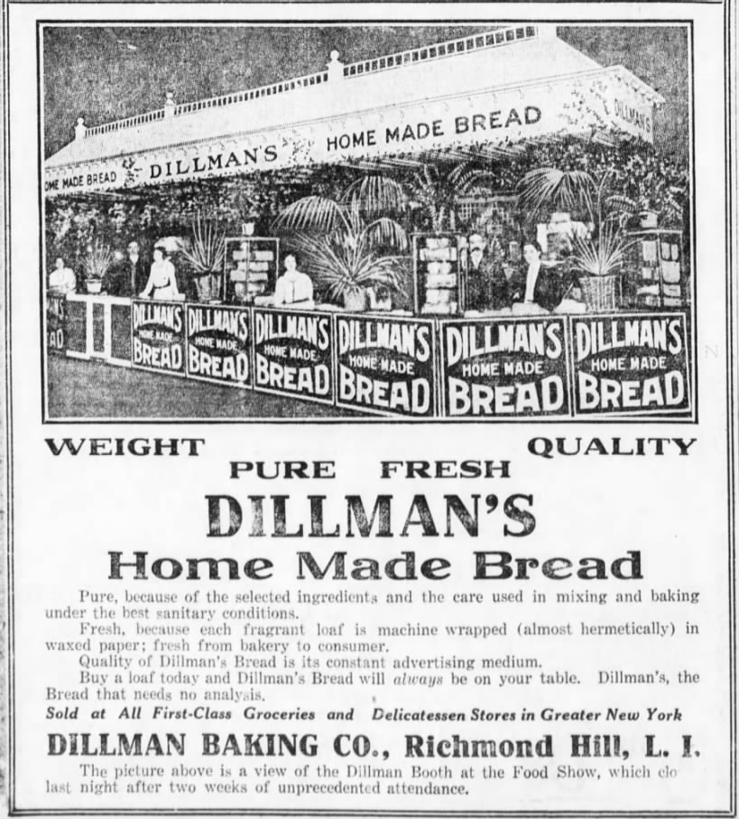Picture ad for Dillman Bread 1914