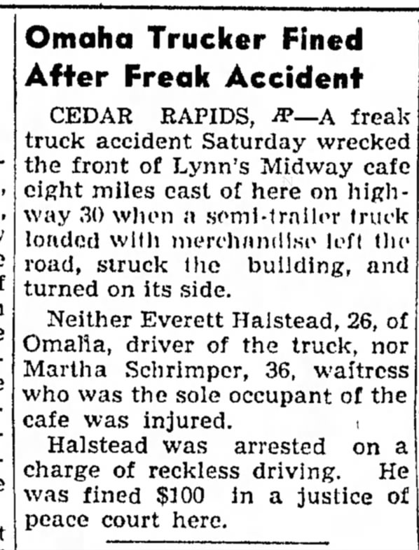 Truck Accident near Cedar Rapids, Dec. 14, 1947, Page 7, Col. 7