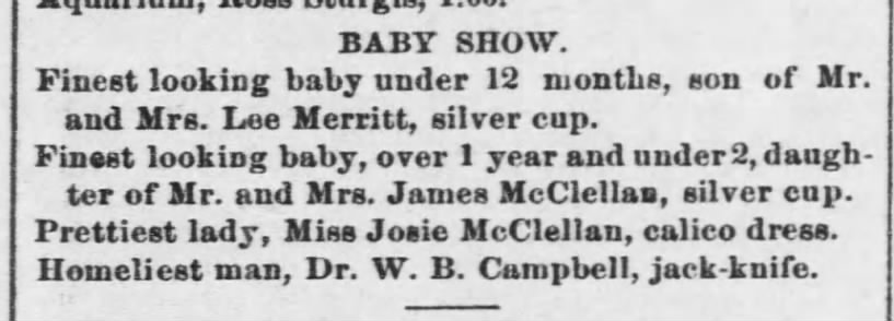 The Weekly Kansas Chief 9 Oct 1884 - Josie McC & Baby McC