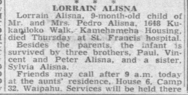Obituary for Lorrain Alisna