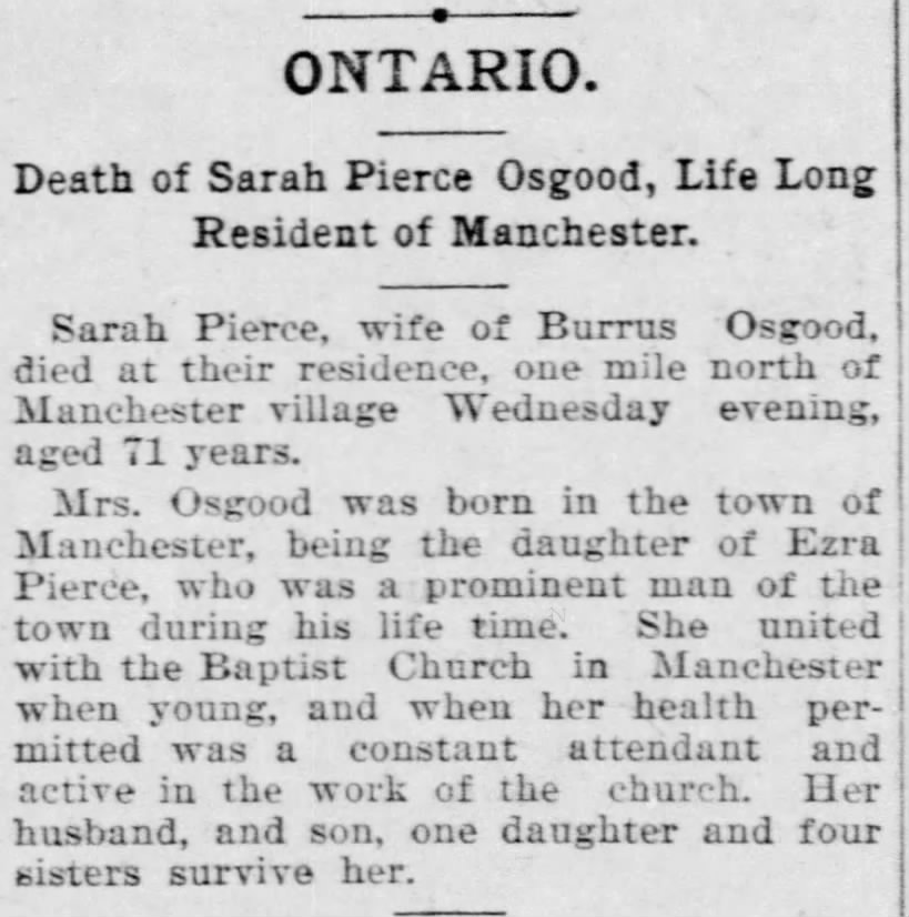 Sarah Pierce Osgood Obituary