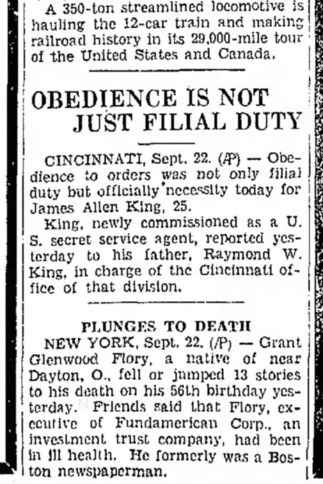 Glen's death--The Evening Independent, Massillon Ohio...
