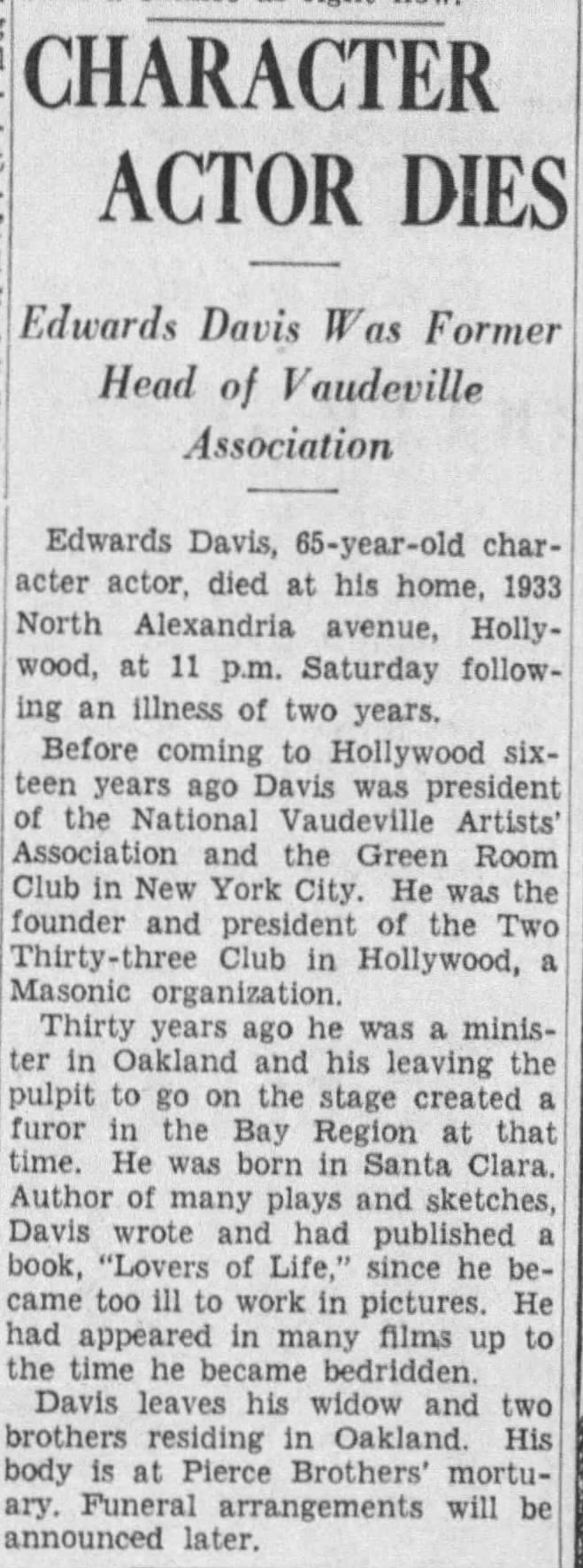 Edwards Davis obit LA Times 18 May 1936