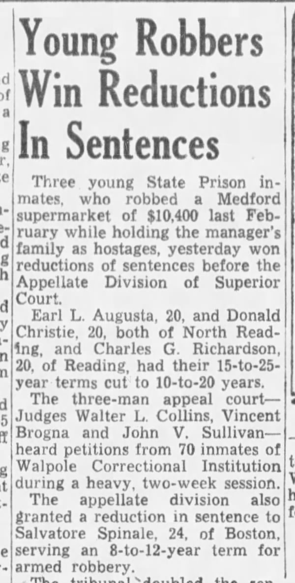 Spinale reduced sentence (9 Nov 1956)