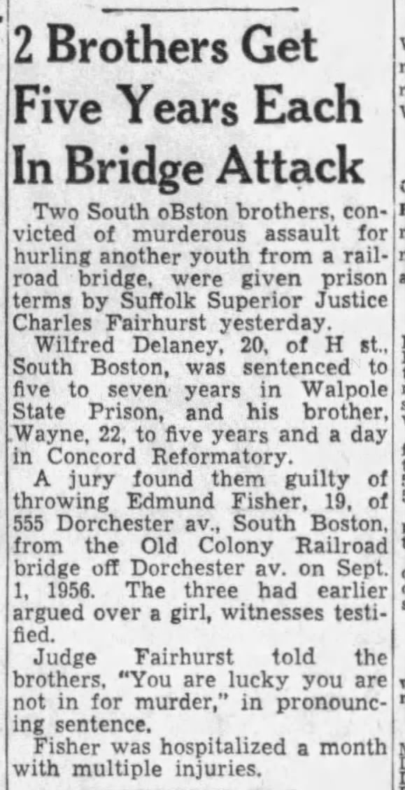 Delaney brothers sentenced (10 Oct 1957)