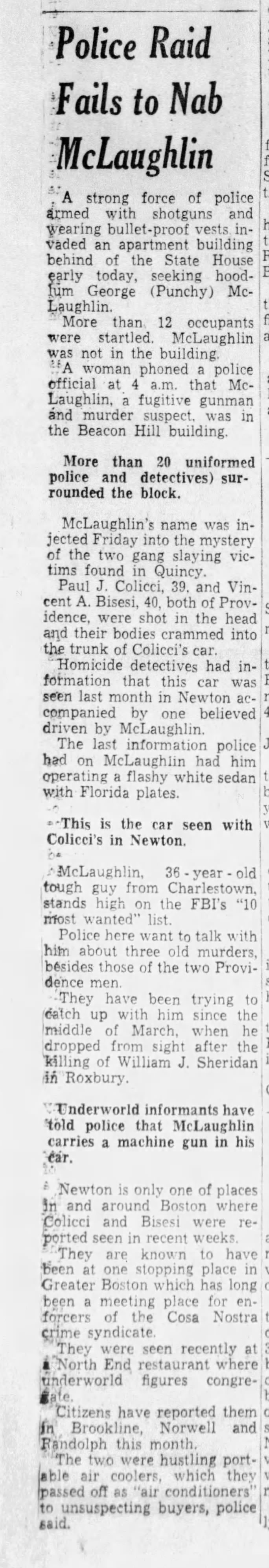 Police Raid Fails to Nab McLaughlin (25 July 1964)