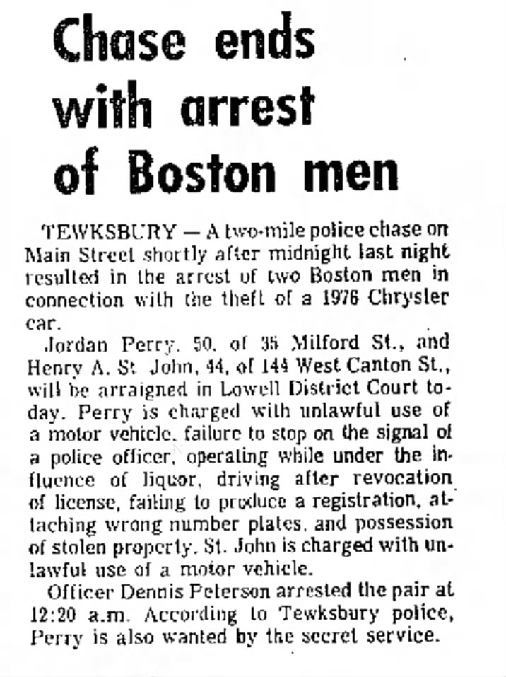 Perry Car Chase (1 Dec 1975)