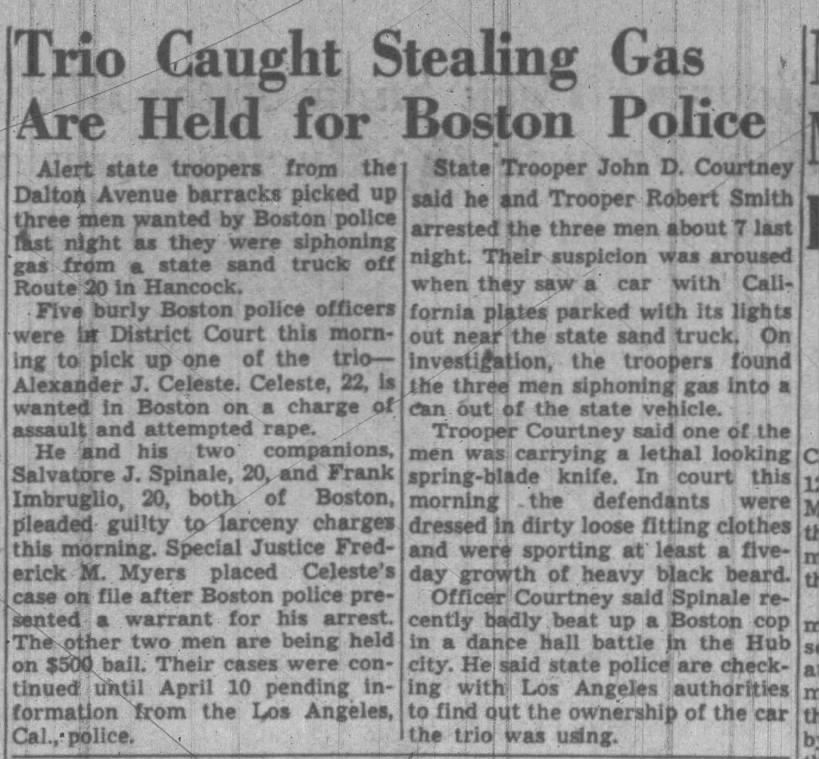 Al Celeste stolen gas (2 April 1952)
