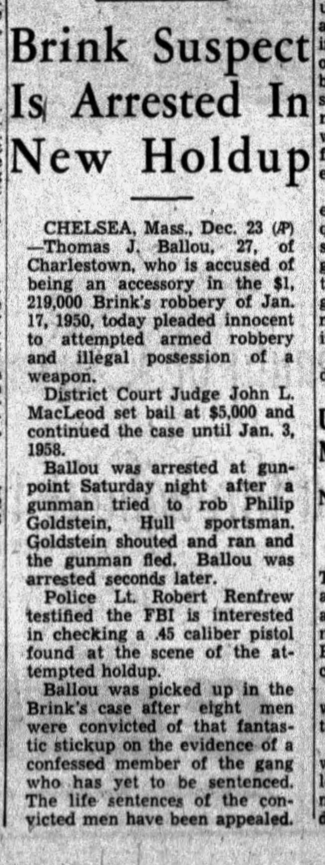 Ballou Goldstein robbery attempt (24 Dec 1957)