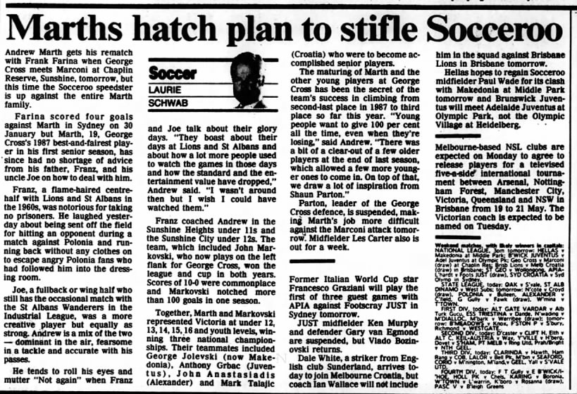 Marths hatch plan to stifle Socceroo