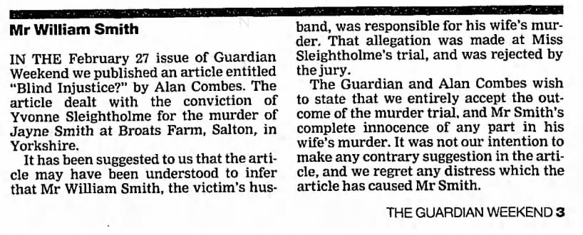 Guardian, 29 May 1993: retraction