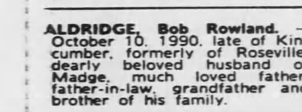 Obituary for Bob ALDRIDGE
