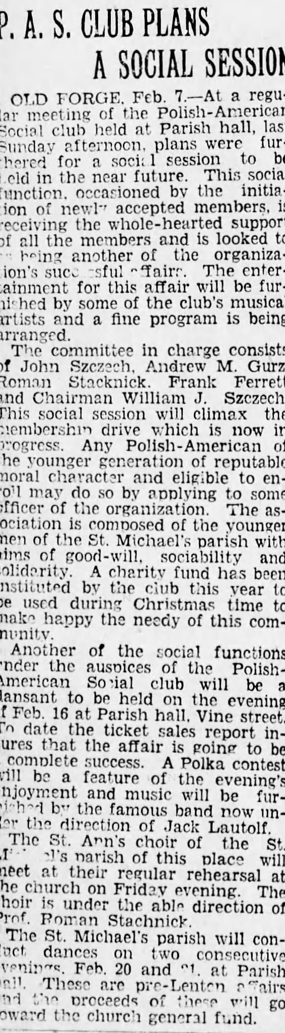 Andrew W. Gurz
social club
6 Feb 1928