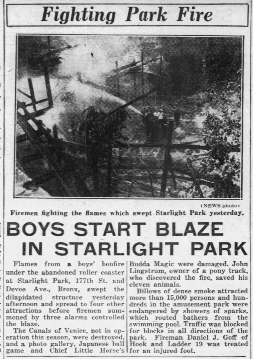 Starlight Park fire 1932