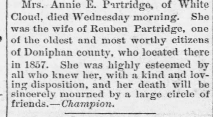 Obituary for Annie E. Partridge