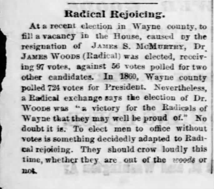 Radical Election Fraud, Wayne County, Missouri, 1867